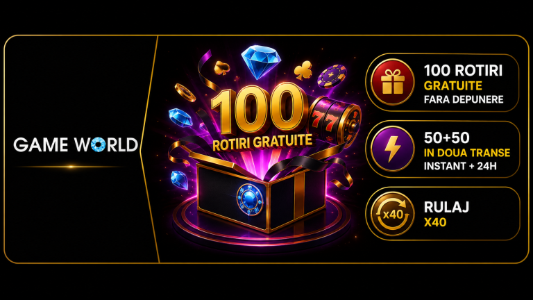 Gameworld 100 rotiri fara depunere in doua transe