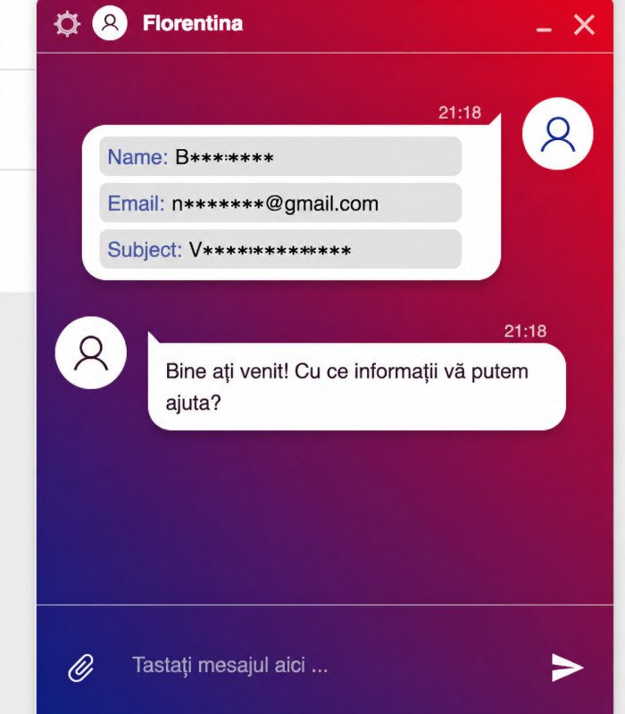 chat asistenta, rezolvare probleme la inregistrare cont